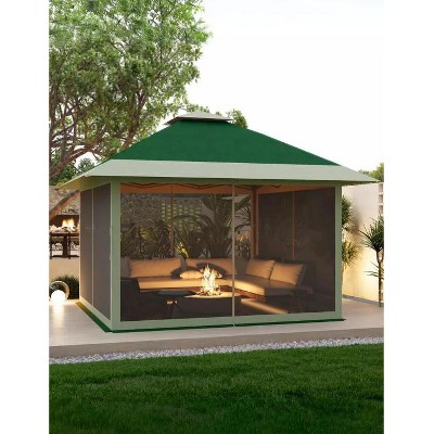 13x13 Pop Up Gazebo Outdoor Canopy Shelter with Mosquito Netting 4 Stanbags Instant Gazebo Tent for Lawn, Garden, Backyard Deck