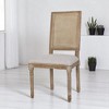 Set of 2 Dining Chairs with Cane Backrest & Upholstered Fabric Seats, Distressed Rubberwood Frame, Dining Room Chairs for Kitchen - 2 of 4