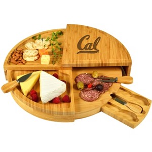 NCAA California Golden Bears Swiveling, Large Multi Level Bamboo Cheese, Charcuterie Board Set - 1 of 4