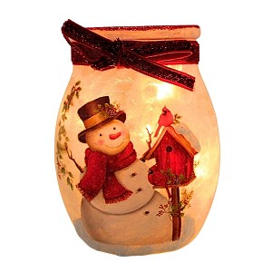 Stony Creek 4.0 Inch Happy Snowman Small Pre-Lit Jar Christmas Lighted Glass Accent , Christmas Decor Lighted Decorative Jar (1PC) - 1 of 4
