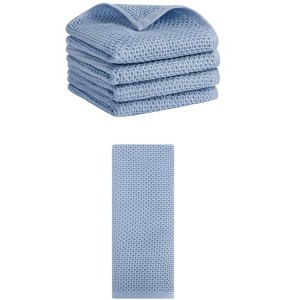 REGALWOVEN 5 Pack Soft Absorbent Waffle Cotton Bathroom Hand Towel Set 13" x 30" - 1 of 4