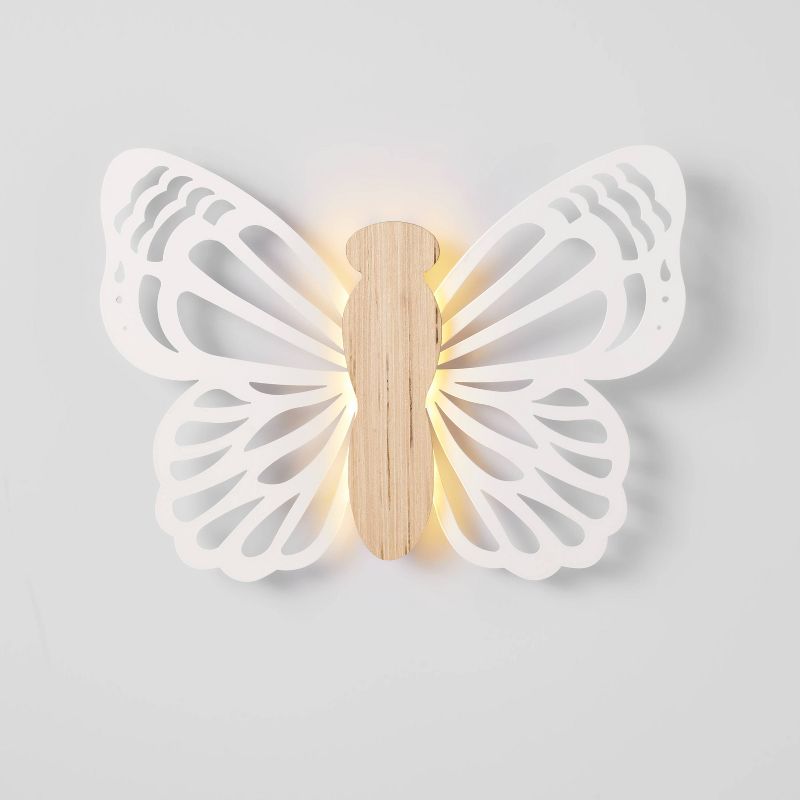 Butterfly Wood Lit Kids&#39; Wall Decor Cream - Pillowfort&#8482;, 6 of 12