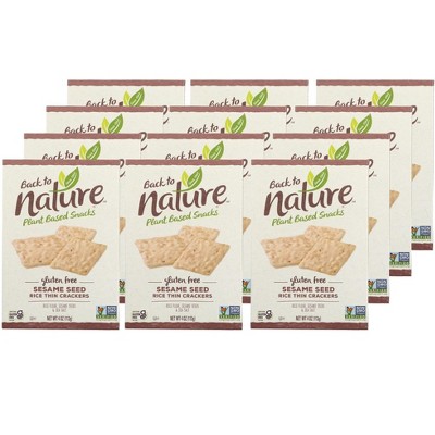 Back To Nature Sesame Seed Rice Thin Crackers - Case of 12/4 oz