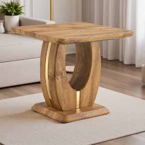 23.6" MDF Square Coffee Table with Gold Accents - 1 of 4