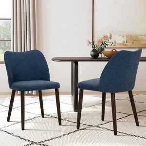 Set of 2 Modern Upholstered Dining Chairs with Padded Seat and Wood Legs, Fabric Side Chairs for Kitchen, Dining Room, or Café - 1 of 4