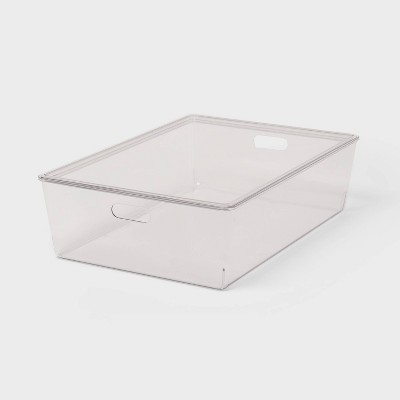 26L Stacking Clear Bin with Lid - Brightroom™: Plastic, Stackable, BPA-Free, Universal Storage, 21.53" x 14.92" x 5.9"