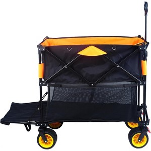 RISOKEYS 450 LBS Capacity Double Decker Folding Wagon Cart with 4 All-Terrain Wheels & Extended Shelf for Camping,Beach,Shopping,Outdoor - 1 of 4