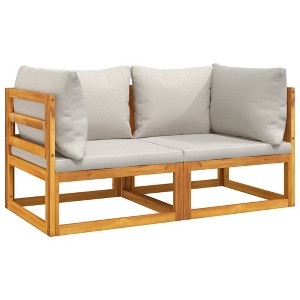 vidaXL Corner Sofa Light grey Solid acacia wood, Polyester Medium - 1 of 1