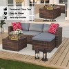 Garvee 5 Pieces Patio Furniture Set - Rattan Outdoor Sofa Set with Cushions, Wicker Sectional with Glass Coffee Table & Ottoman - 4 of 4
