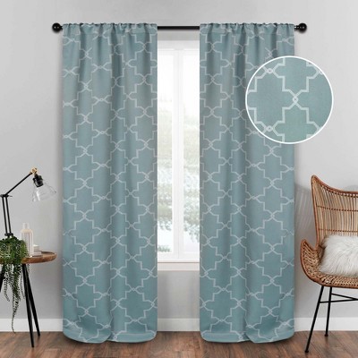 Vintage Geometric Trellis Room Darkening Semi- Blackout Curtains, Set of 2 by Blue Nile Mills