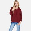 Anna-Kaci Women's V-Neck Blouse with 3/4 Lantern Sleeves and Ruffle Cuffs - 4 of 4