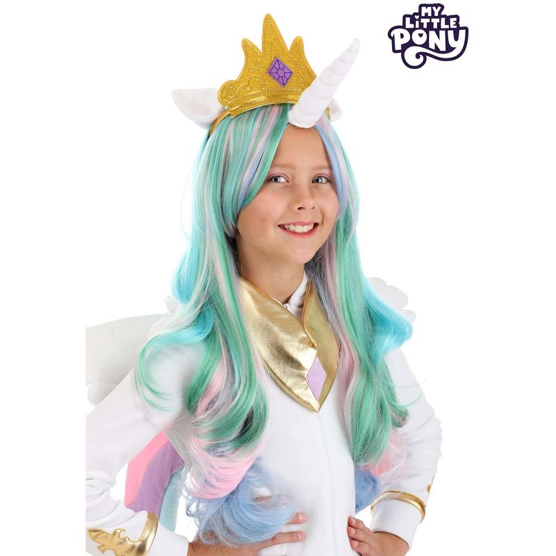 HalloweenCostumes.com One Size Fits Most  Girl  My Little Pony Kid's Princess Celestia Wig, Pink/Blue/Blue, 2 of 4