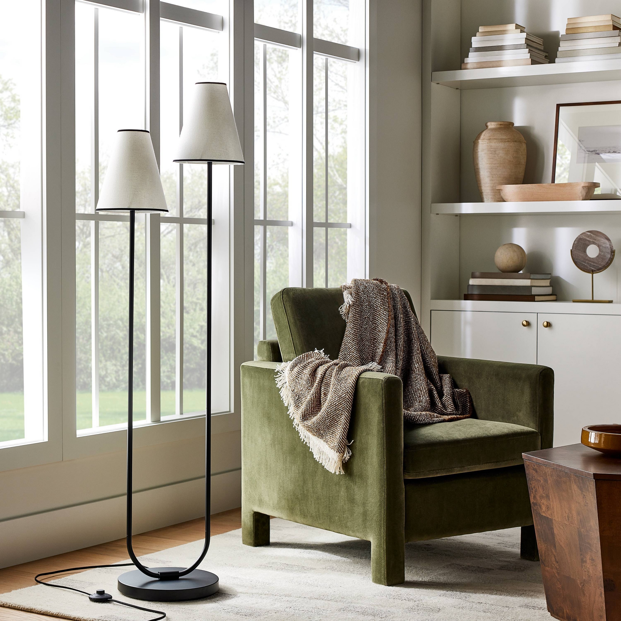 2-Head Floor Lamp with Trimmed Shade Black - Threshold™ designed with Studio McGee