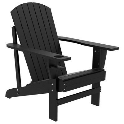 Black Fir Wood Adirondack Chair with Cupholder