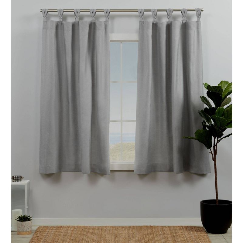 Set of 2 Loha Linen Braided Tab Top Window Curtain Panel - Exclusive Home, 1 of 10