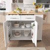 MAYEERTY White Kitchen Island with Drop Leaf, Rolling Cart 3-Tier Pull-Out Organizer 2 Drawers Internal Rack Towel Rack - 4 of 4