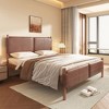 Queen Size Platform Bed with Brown Leather Upholstered Headboard - 2 of 4