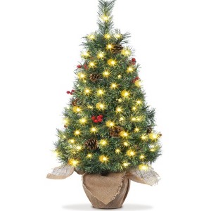 3FT Christmas Tree with LED Fairy Lights, Pre-Lit Christmas Tree for Indoor Home Decor - 1 of 4