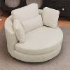 Hrinhom 50.2"W Accent Barrel Chair,360°  Swivel Club Chair with Metal Base-Beige-Chenille - 3 of 4