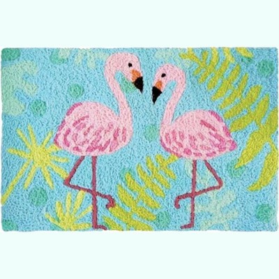 Jellybean Flamingo Friends Coastal Indoor/Outdoor Machine Washable 20" X 30" Accent Rug