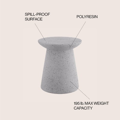 Hollie 18" Gray Terrazzo Minimalist Drum Accent Table