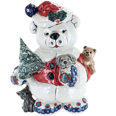 Blue Rose Polish Pottery Verona Christmas Teddy Bear