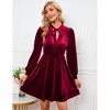 Clearlove Women's Velvet Bow Detail Flounce Hem Mini Dress Elevated Casual Silhouette with Feminine Flair - 4 of 4
