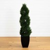 Nearly Natural 5-ft Double Pond Cypress Spiral Topiary Artificial Tree in Black Wash Planter UV Resistant (Indoor/Outdoor) - 2 of 4