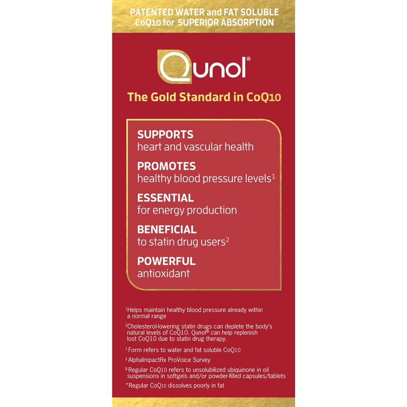 Qunol Mega CoQ10 Natural Ubiquinol Dietary Supplement Softgels - 60ct, 4 of 5