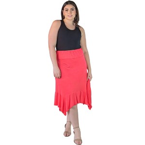 Plus Size Knee-Length Elastic Waistband And A Handkerchief Hemline Skirt - 1 of 4
