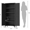 63" Tall Farmhouse Kitchen Pantry Cabinet with 5 Tiers, 2 Doors & Adjustable Shelf – Engineered Wood Freestanding Storage - 2 of 4