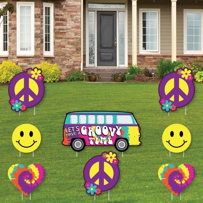 Big Dot of Happiness 60's Hippie - Yard Sign & Outdoor Lawn Decorations - 1960s Groovy Party Yard Signs - Set of 8