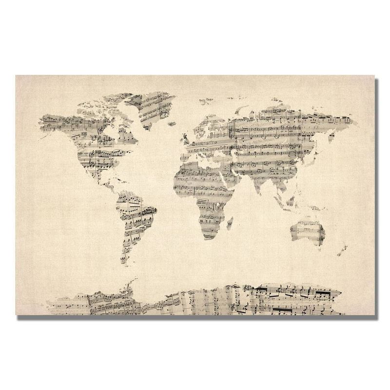 22&#34; x 32&#34; Old Sheet Music World Map by Michael Tompsett - Trademark Fine Art, 1 of 6