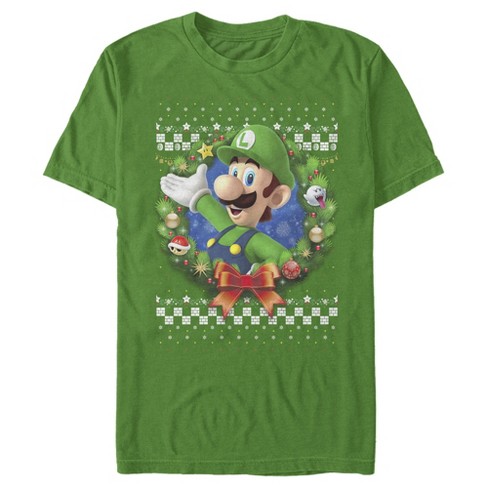 Men's Nintendo Christmas Luigi Wreath T-Shirt - image 1 of 4