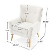 GDFStudio Paloma Contemporary Boucle Wingback Club Chair, Ivory/Brown - 3 of 4