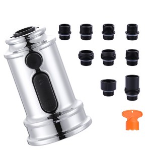 WOWOW 3-Function Pull Down Kitchen Faucet Head Replacement with 9-Adapter in Polished Chrome - 1 of 4