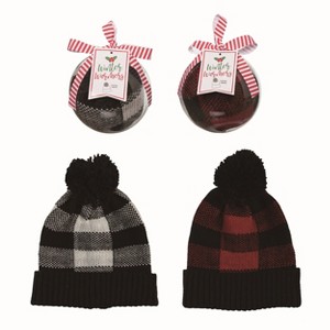 Transpac Fabric Beanie In Ball Ornament Set of 2 Christmas Home Decorations - 1 of 1
