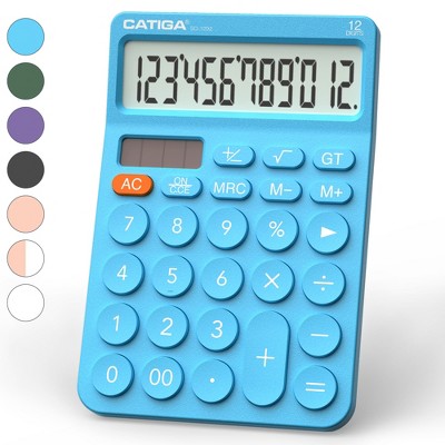 CATIGA 12 Digit Desktop Calculator with Large LCD Display, 4 Functions, Round Design Big Button, for Office, Home, School, SD-1292