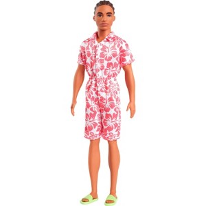 Barbie Fashionistas Ken 11" Doll #235 in Hawaiian Print Jumpsuit with Green Sandals, Brown Hair - 1 of 4