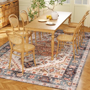 Aghana Digitals Tawny Brown Faux Cashmere Boho Rug 8x10 with Non-Slip TPR Backing, Machine Washable - 1 of 4