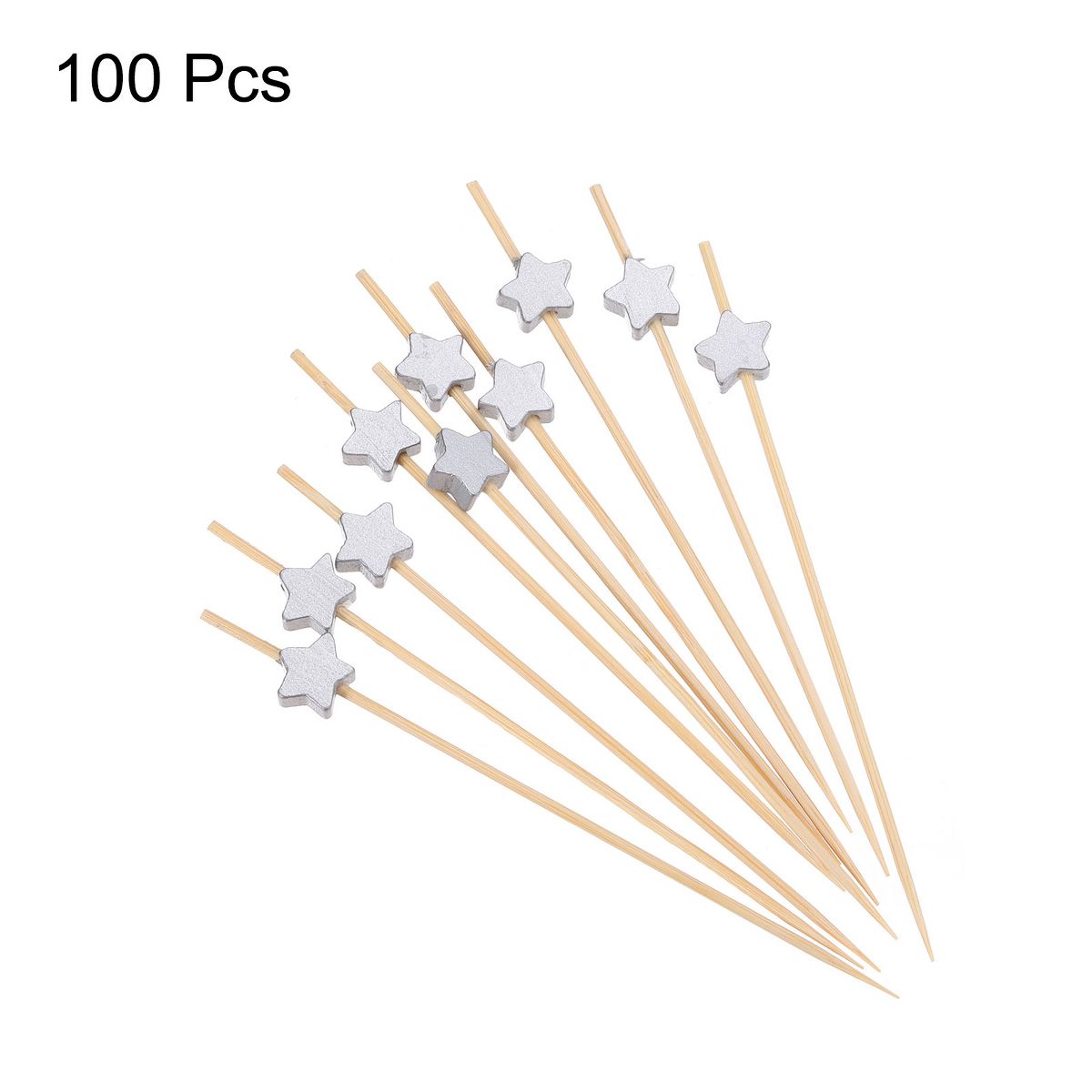 Unique Bargains Disposable Star Bamboo Fruit Decorative Cocktail Picks 100 Pcs - thumbnail 9