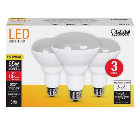 Feit Electric BR30 E26 (Medium) LED Bulb Soft White 65 Watt Equivalence 3 pk - image 1 of 1