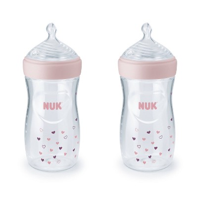 NUK Simply 2pk Natural Bottle with SafeTemp - Pink - 9oz
