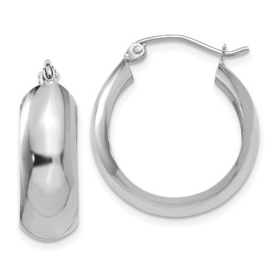 Black Bow Jewelry 7mm x 21mm 14k White Gold Half Round Open Back Hoop Earrings