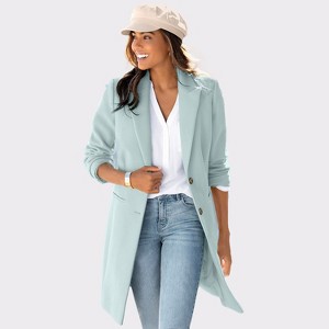 Women's Long Button Up Coat - LASCANA - 1 of 4