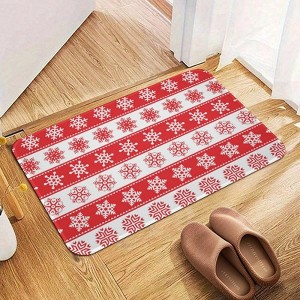 Red Christmas Bathroom Rugs Winter Bath Mat Absorbent Non Slip Bathroom Mat Christmas Soft Floor Carpet 16x20 Inches - 1 of 1