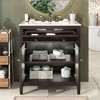 NicBex 30" Freestanding Vanity with Textured Glass Door, Compact Bathroom Vanity with Ceramic Sink, Equipped with Adjustable Shelf and Tip-Out Tray - 2 of 4