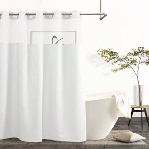 Modern Hotel - Grade Shower Curtain with Snap - in Liner, White, 71x 74 - 1 of 4