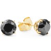 Pompeii3 2 1/4Ct Black Diamond Studs 14k Yellow Gold Earrings - 2 of 4