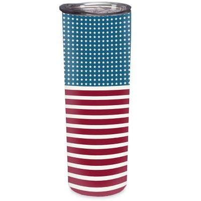 Elanze Designs American Flag Pattern Red Blue 20 ounce Stainless Steel Travel Tumbler